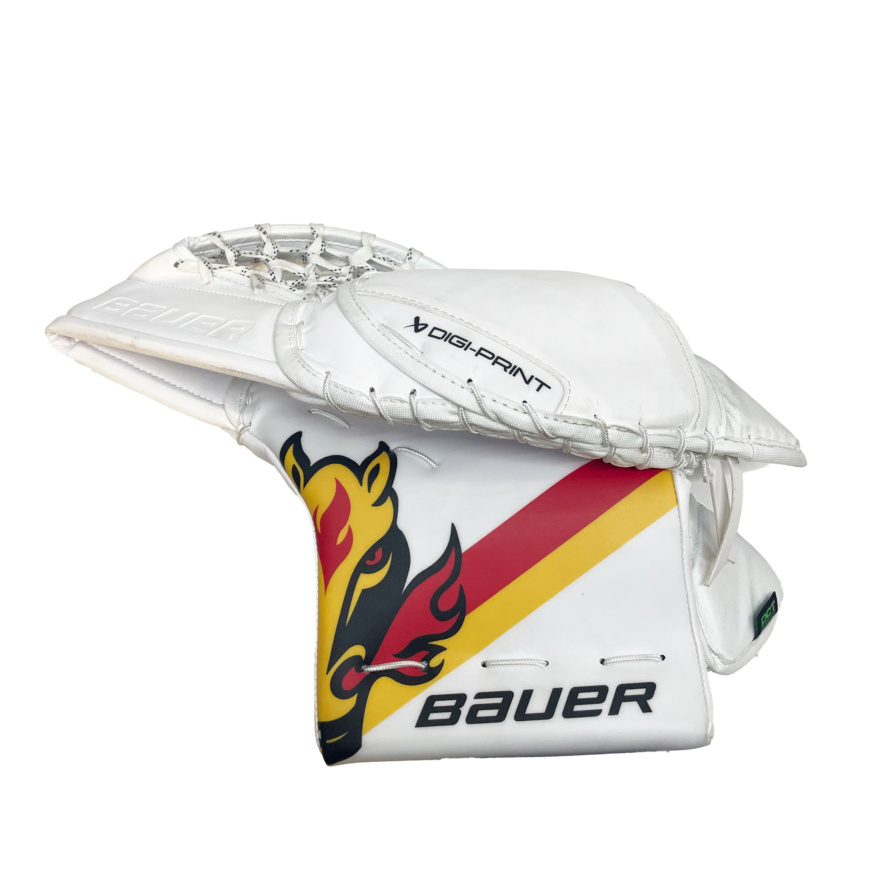 Bauer Vapor Hyperlite 2 - Gant de gardien de but NHL Pro Stock - Dan Vladar (blanc/rouge/jaune)